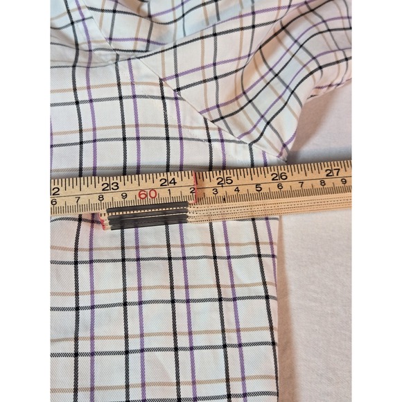 Peter Millar Performance Shirt Mens XL White‎ Plaid Check Stretch Button Down - Picture 5 of 7